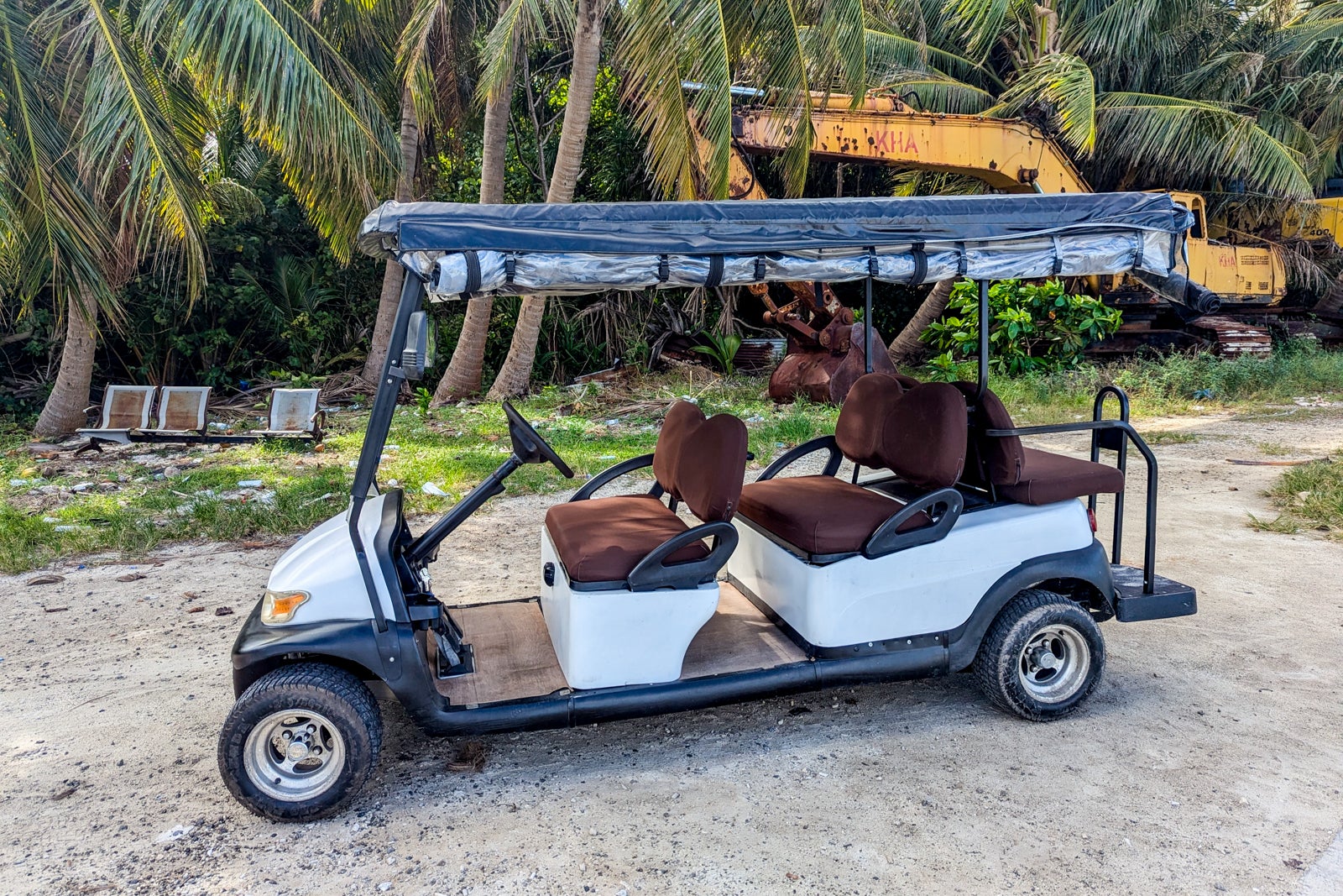 Park Hyatt Maldives golf cart between the airport and boat