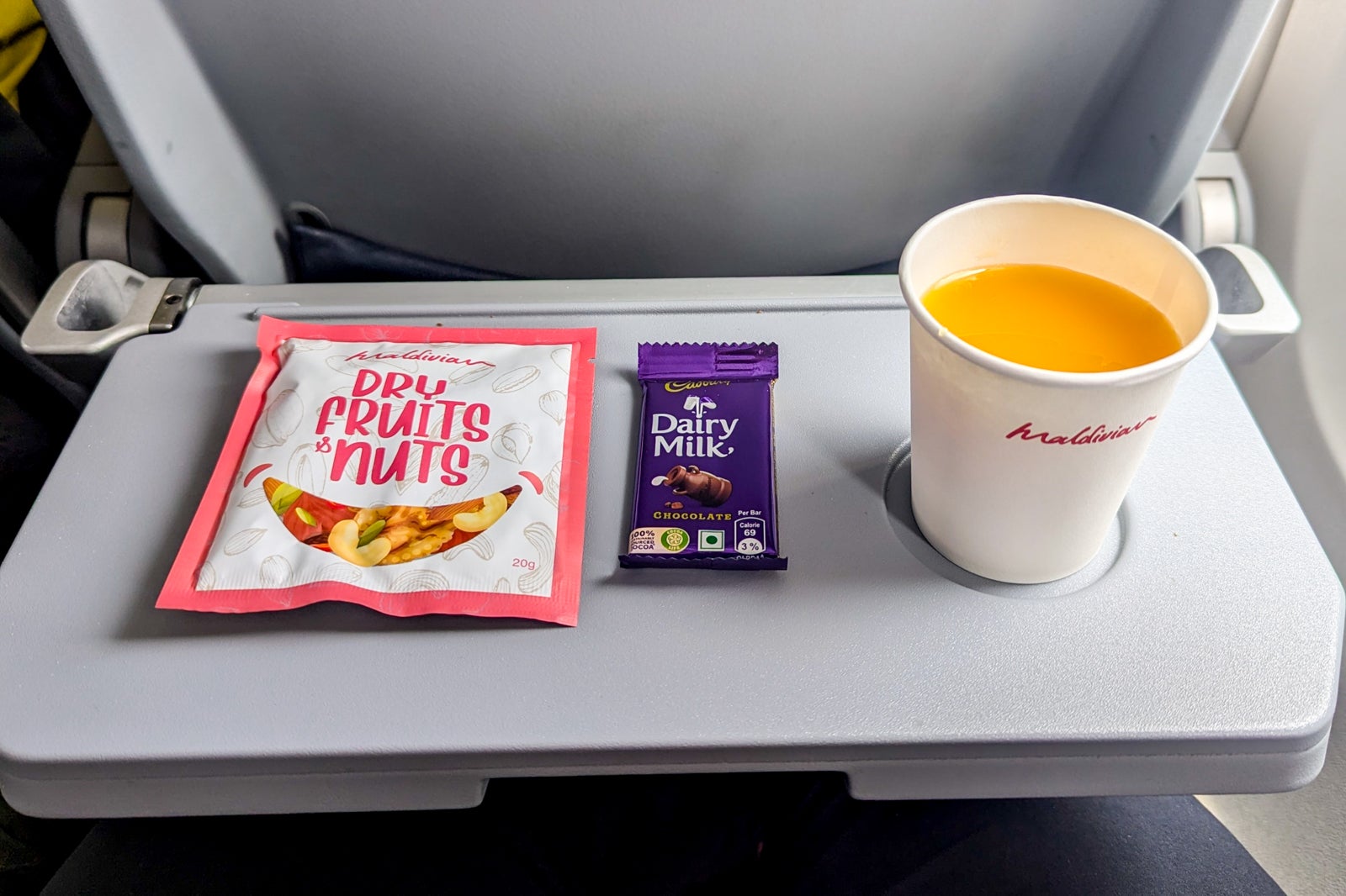 Snacks on a domestic Maldivian flight