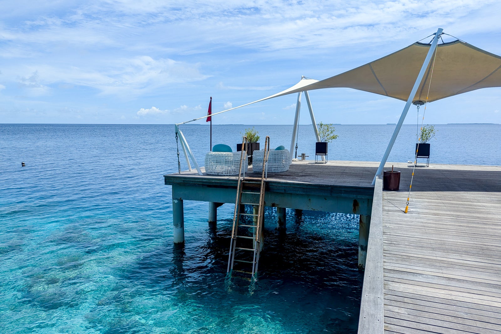 Ladder for snorkeling the house reef