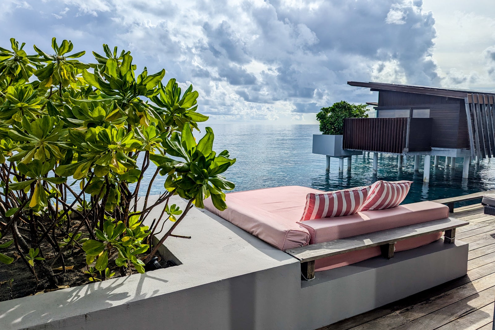 Park Hyatt Maldives overwater villa day bed on deck