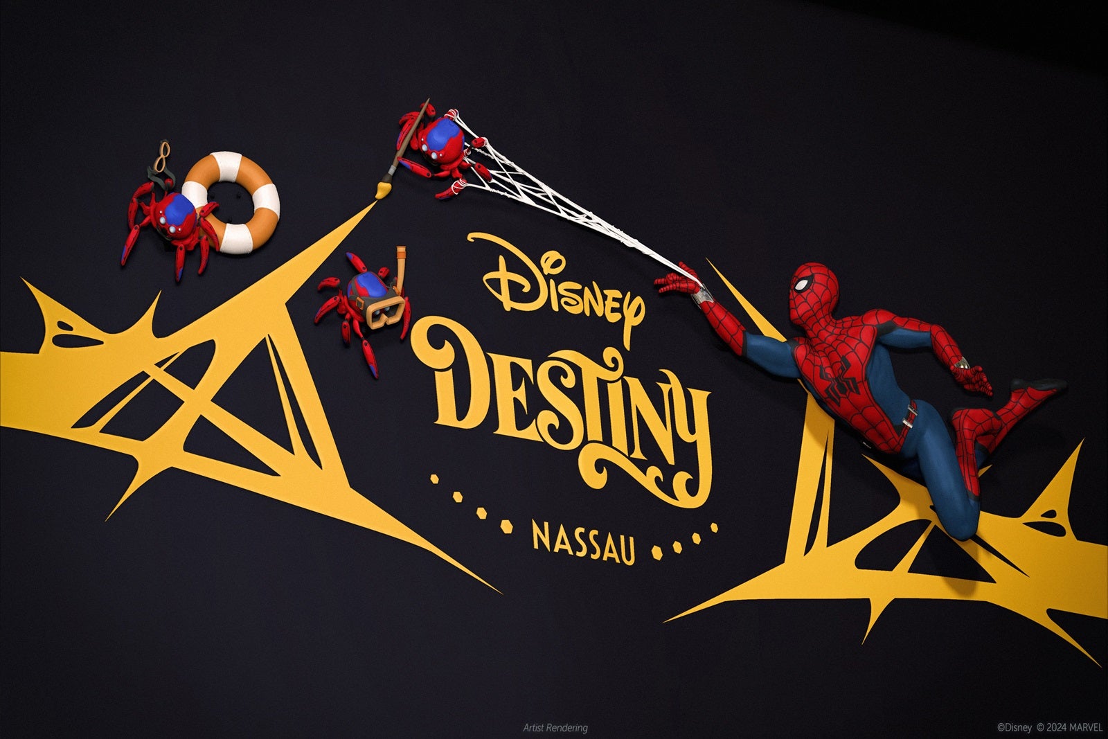 Spider-Man on the stern of Disney Destiny