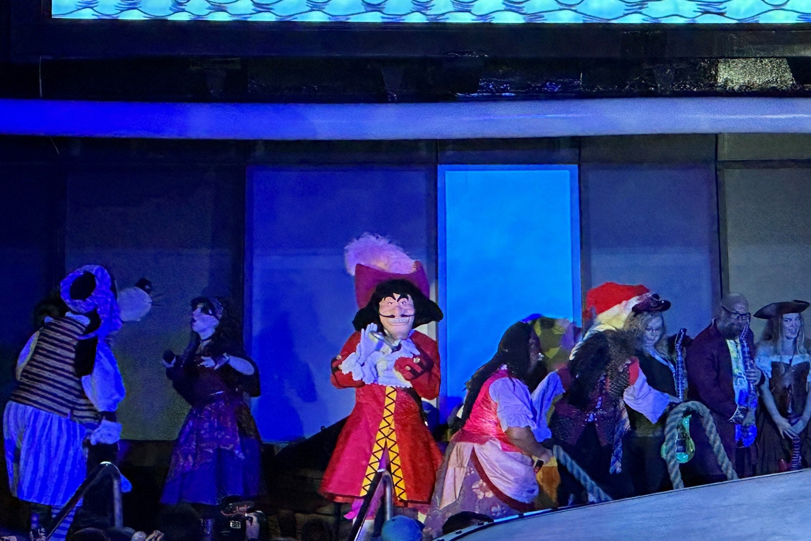 Captain Hook takes the stage on a Disney Cruise Line ship