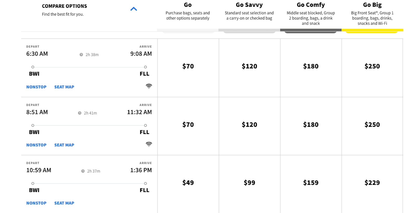 spirit booking page