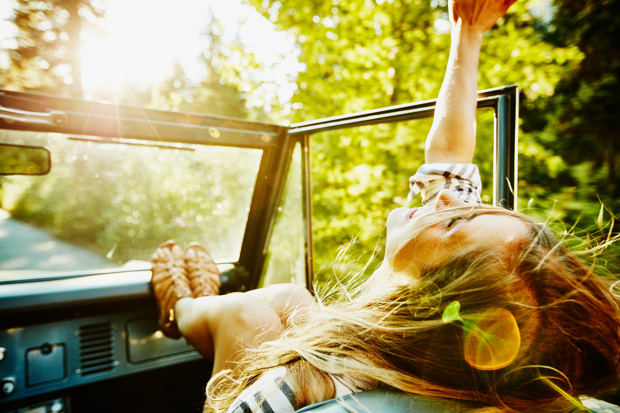 woman in car