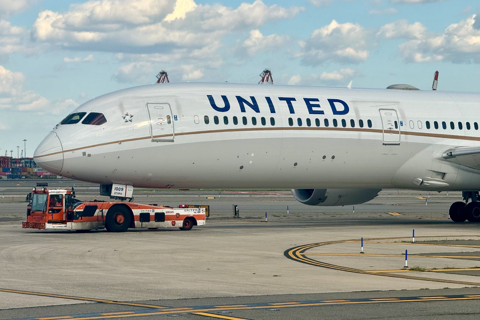 United plane on an airport tarmac