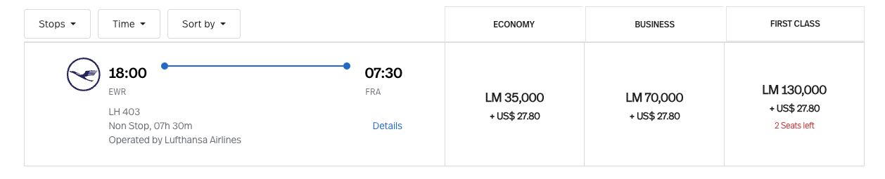 lifemiles booking screenshot