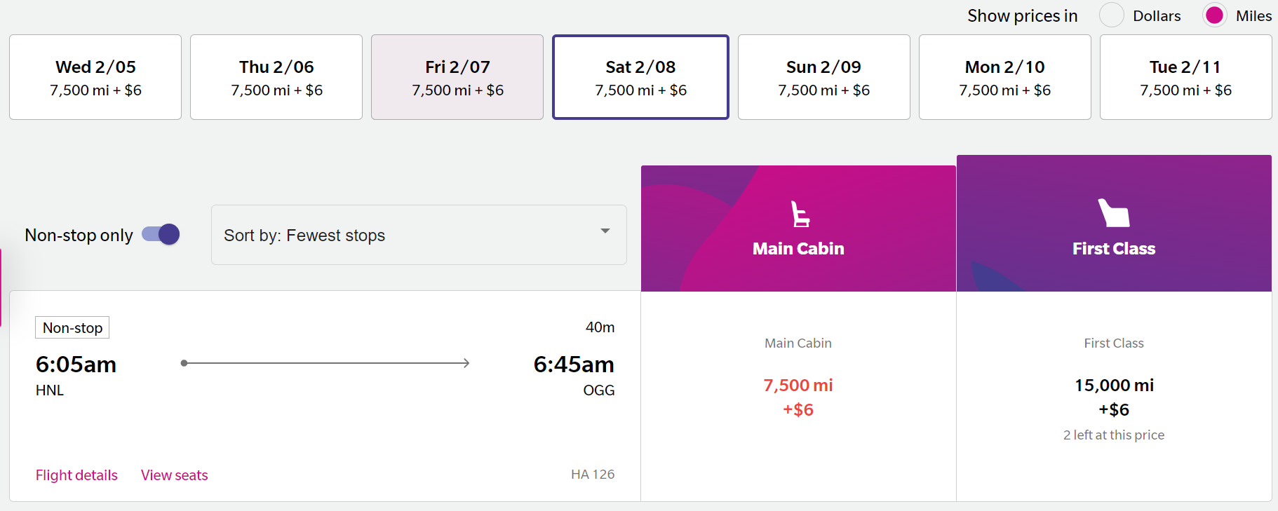 Hawaiian Airlines award flight booking