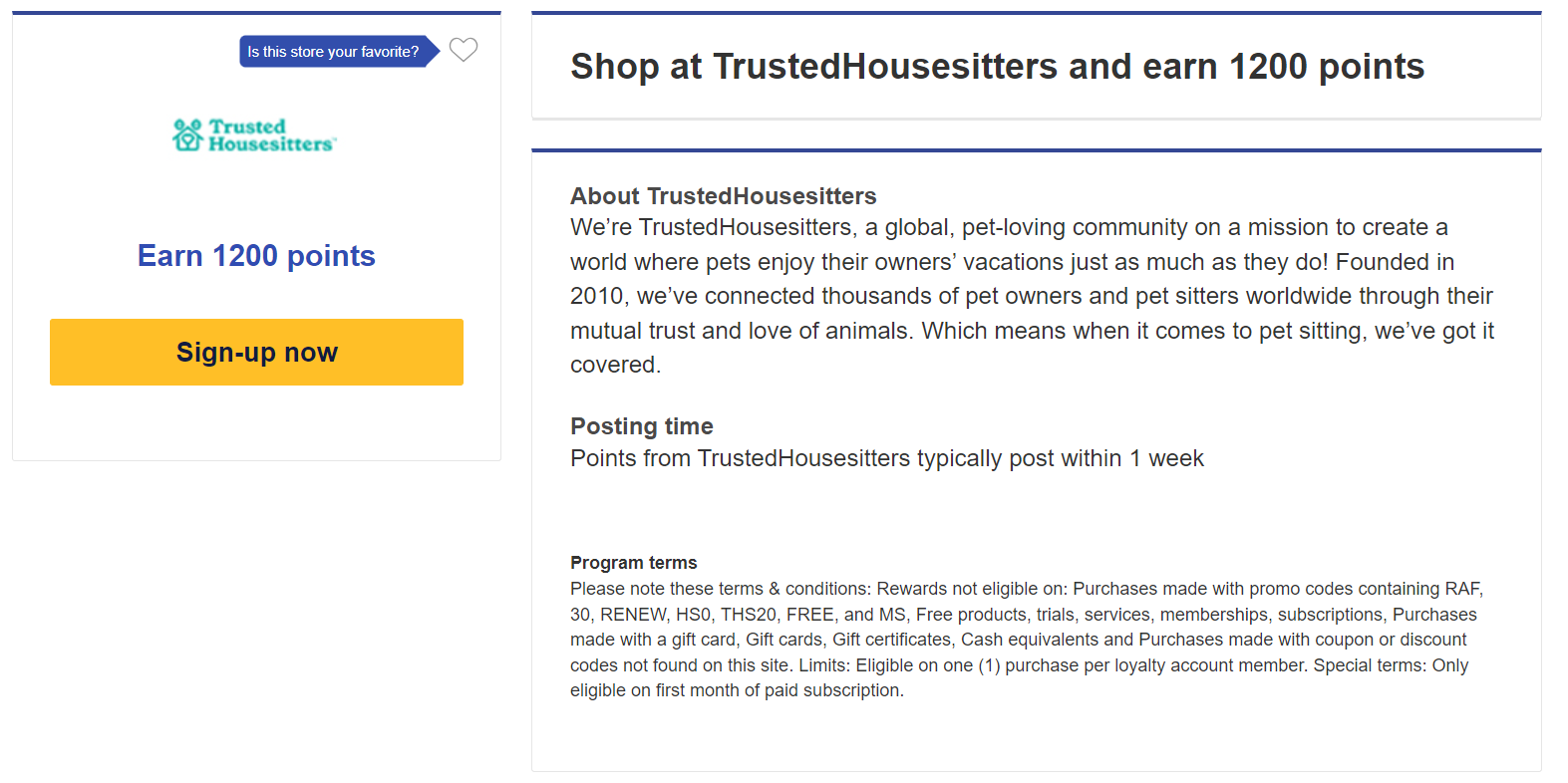 Southwest shopping portal — Screenshot of Trusted Housesitters advertisement 