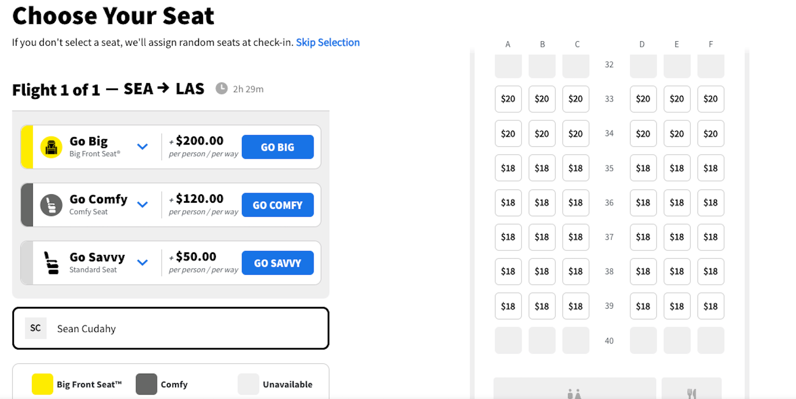 spirit booking page