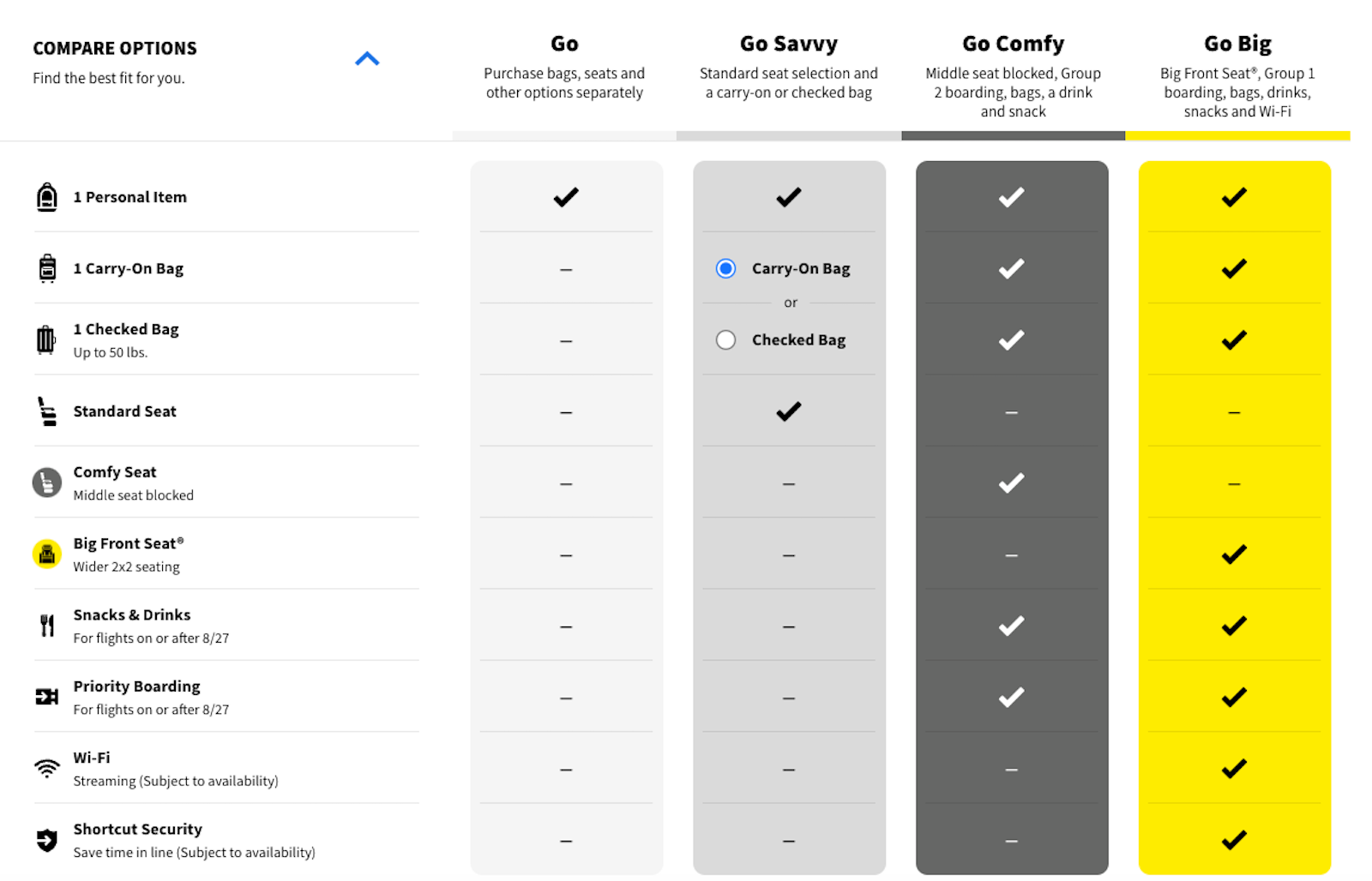 spirit booking page