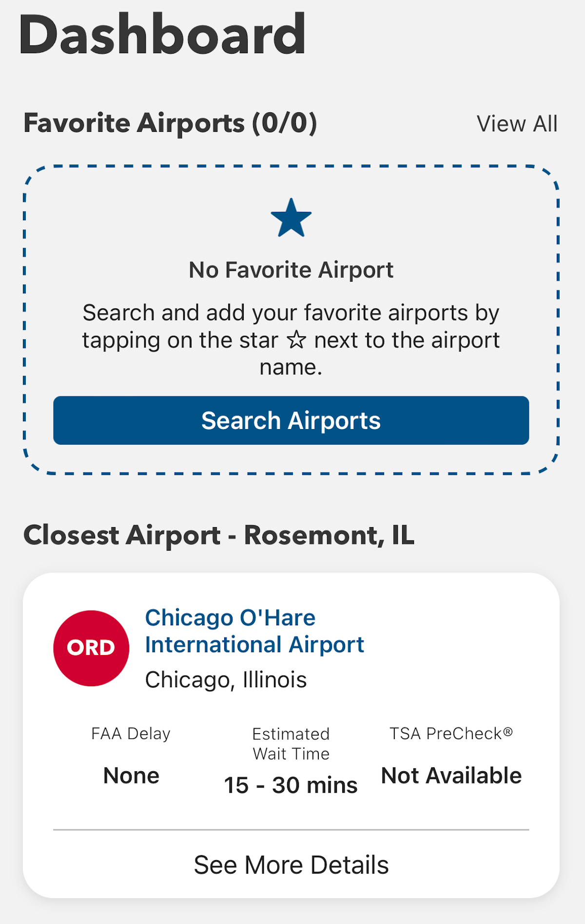 My TSA app screenshot