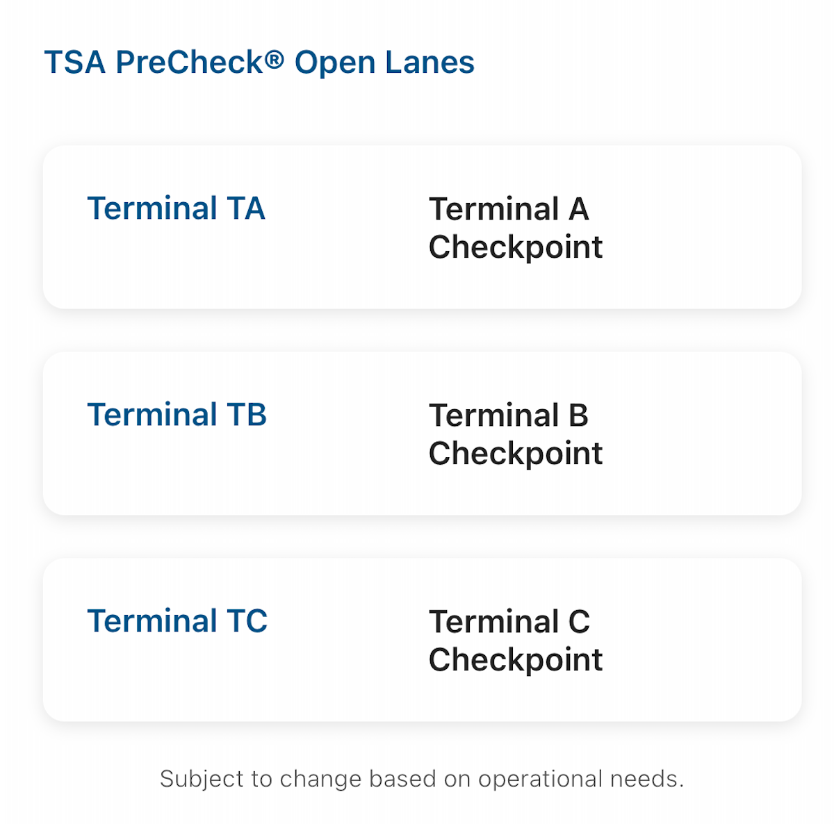 My TSA app screenshot