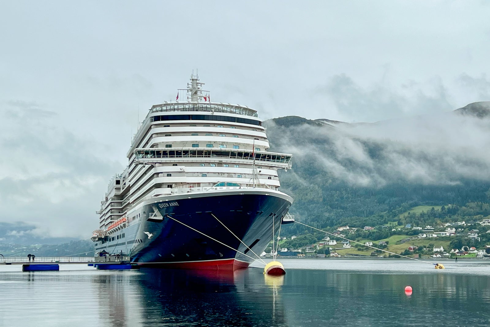 Queen Anne docked in Nordesfjordeid, Norway. 