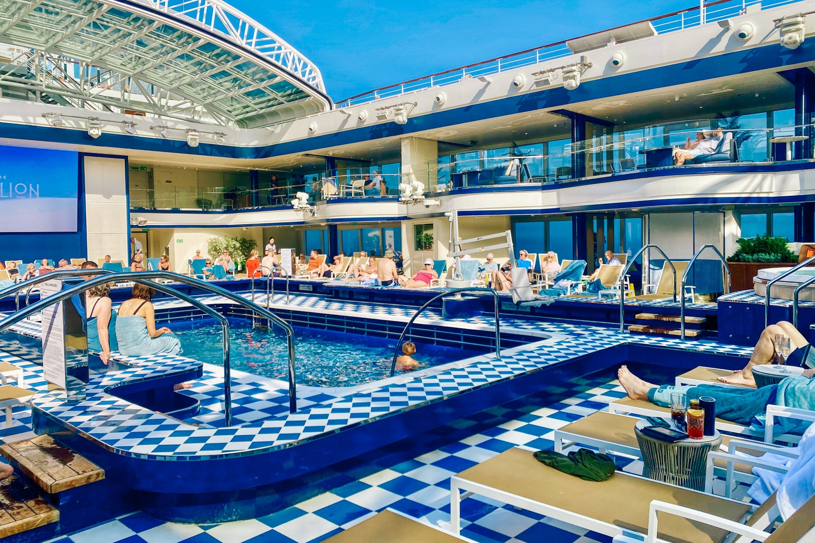 The Queen Anne Pavilion pool area with the magrodome covering open