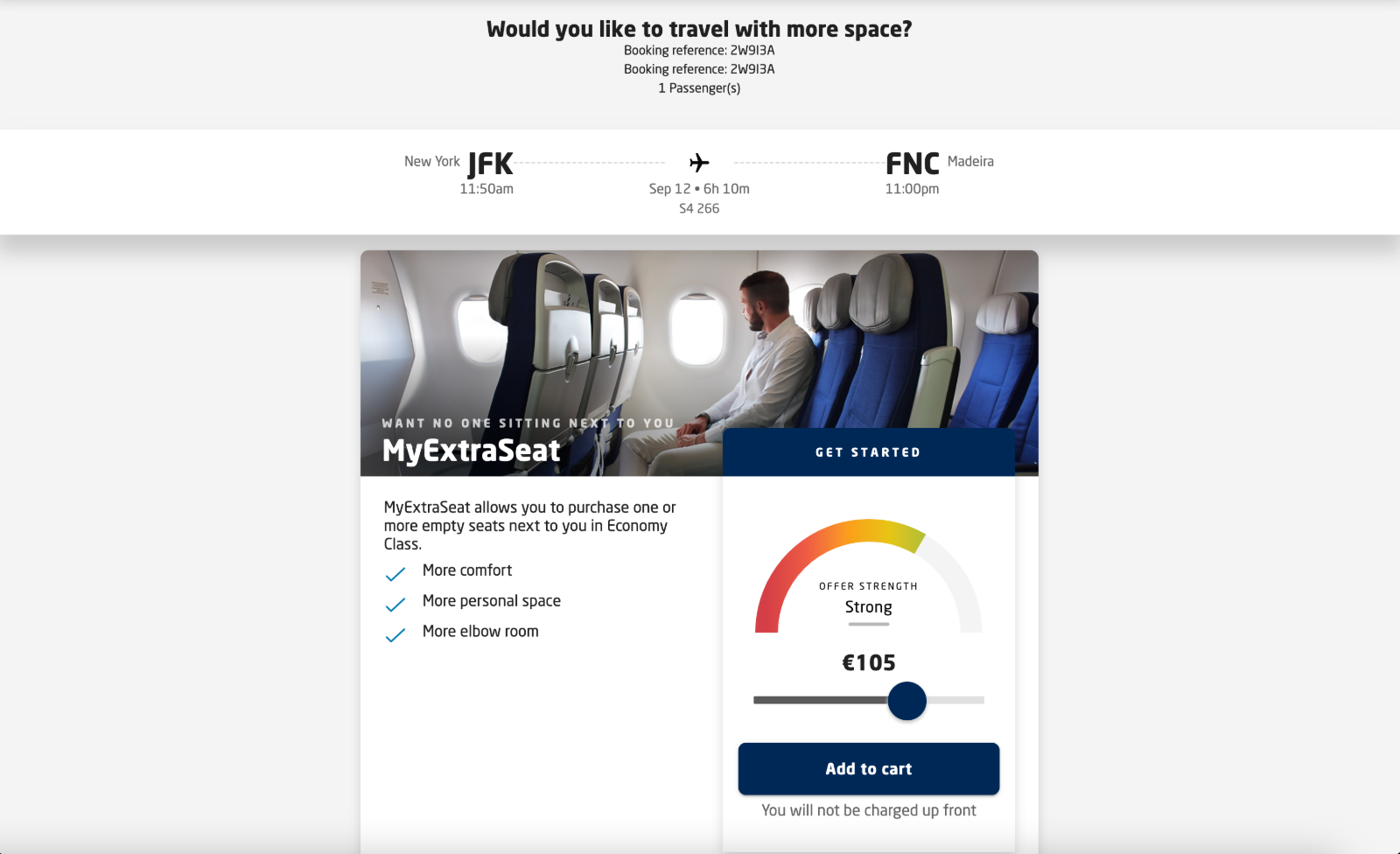 Azores Airlines MyExtraSeat Upgrade: 105 EUR Strong Offer