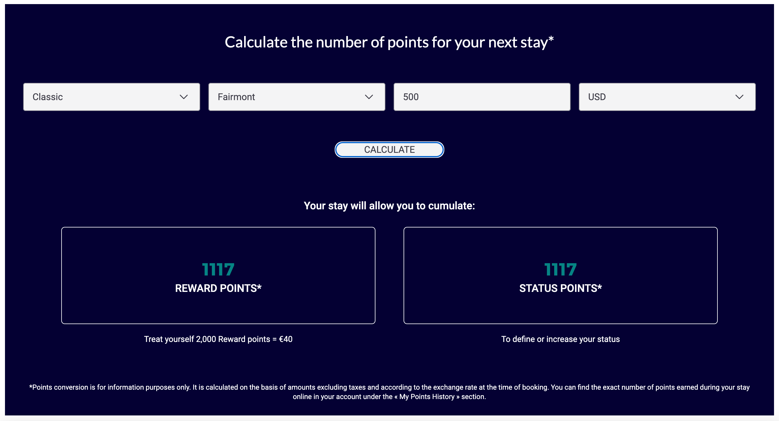 Accor points calculator