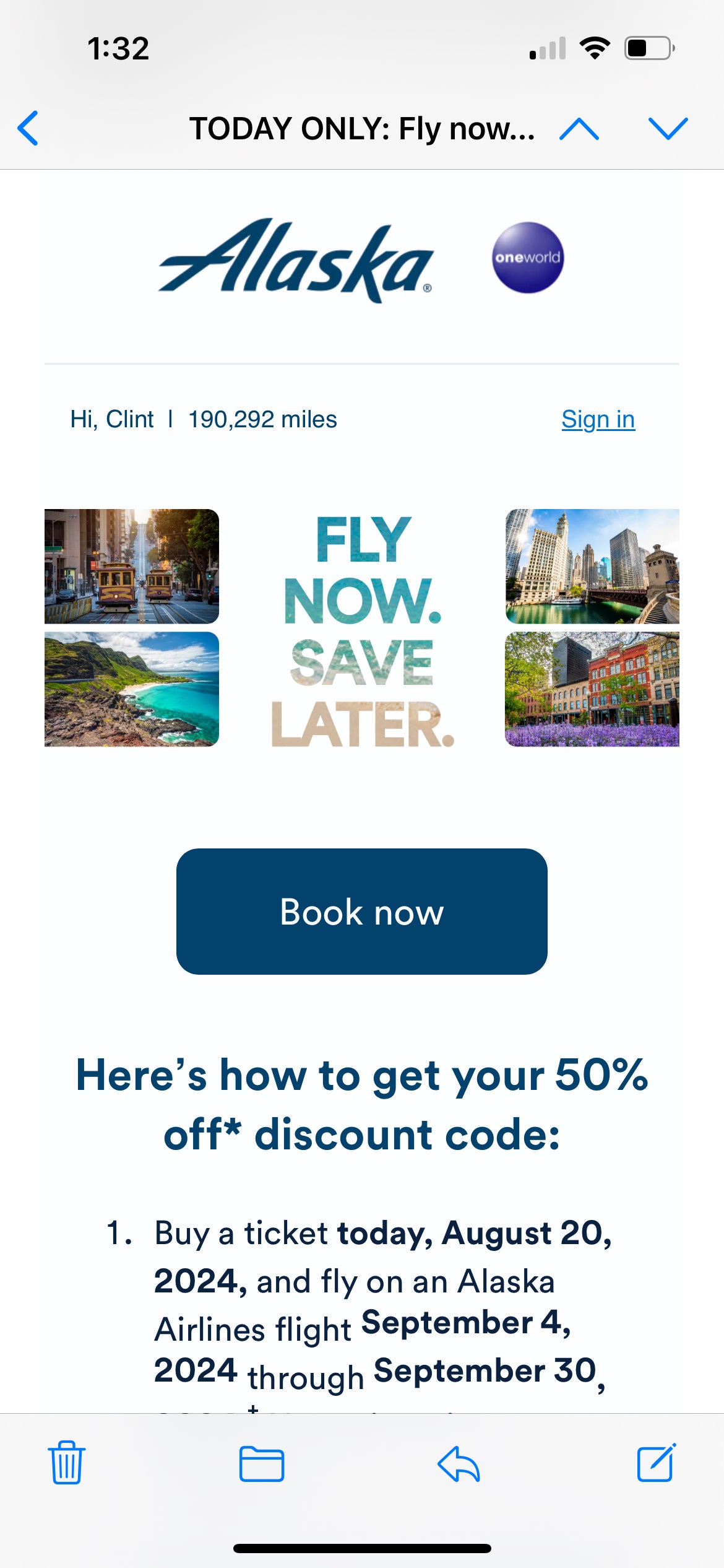 Alaska deal email. ALASKA AIRLINES