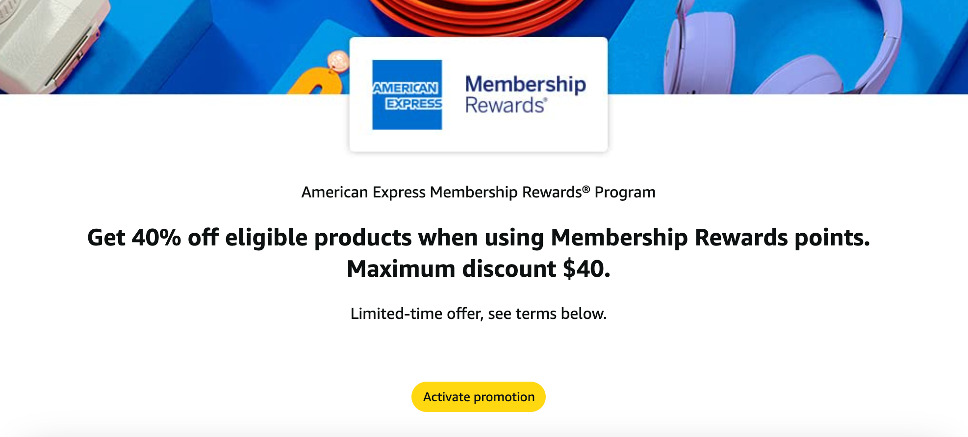 Get 40% off by using American Express Membership Rewards points. AMAZON.COM