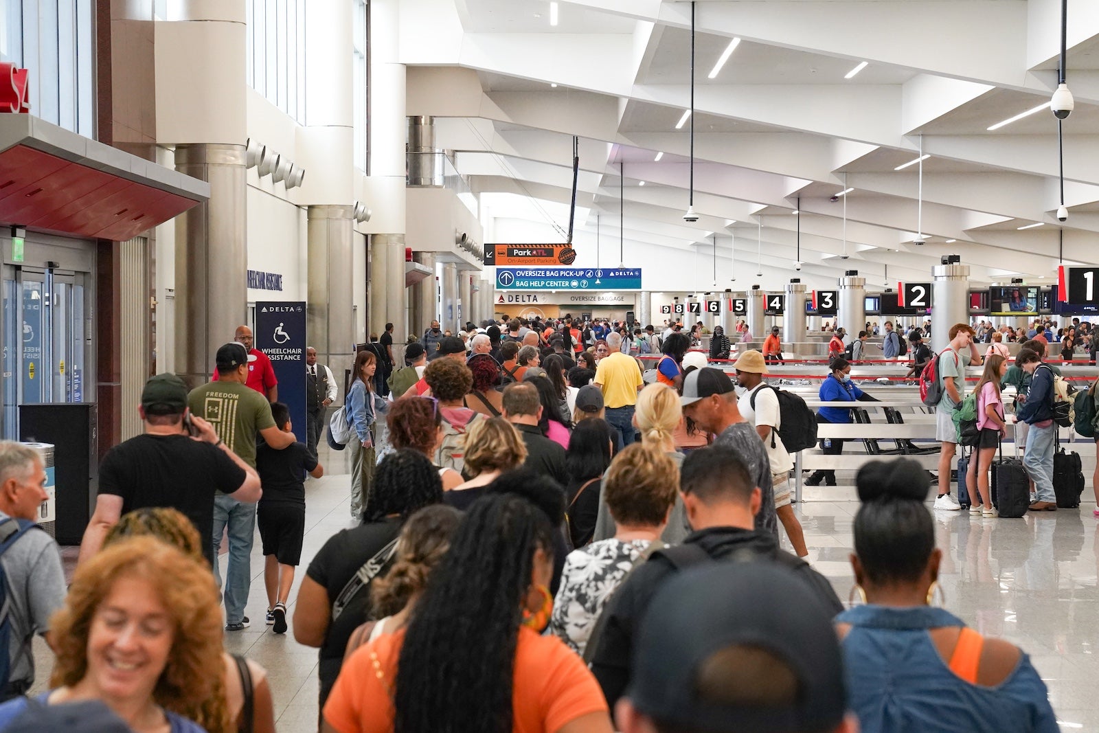 A crowded airport scene