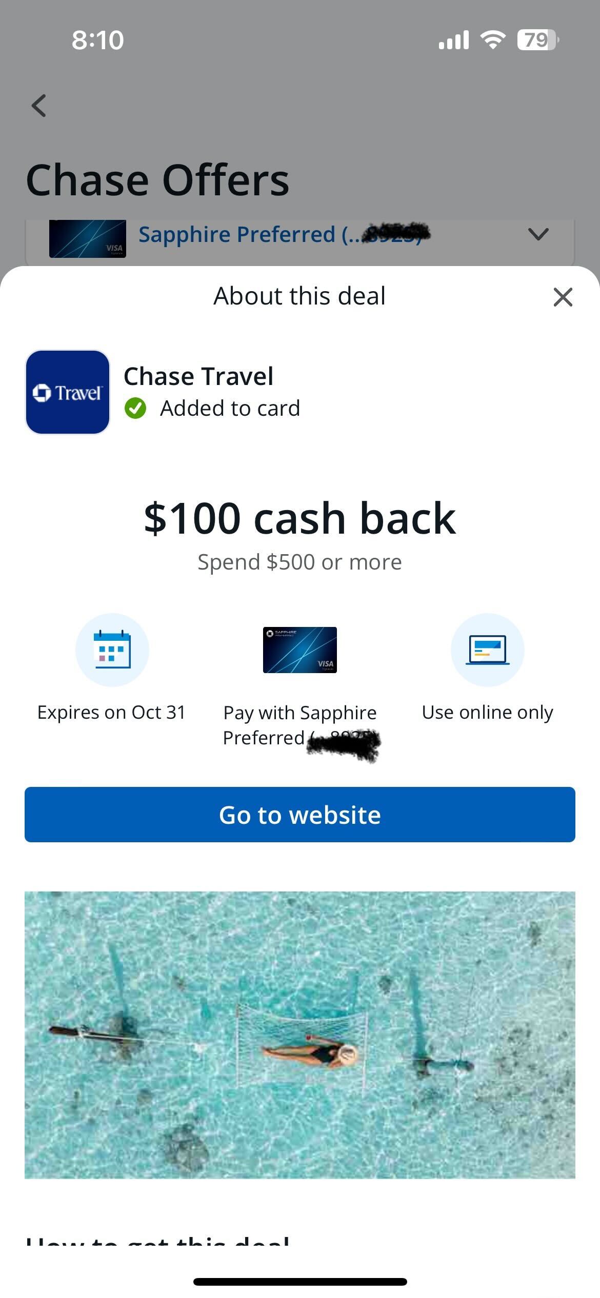 chase offer screen