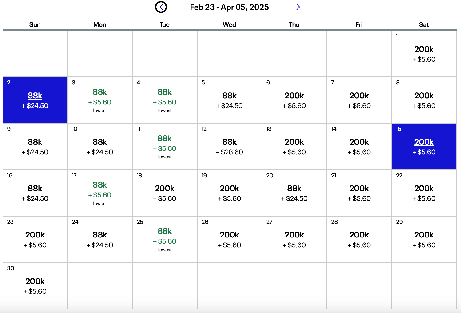 booking page calendar