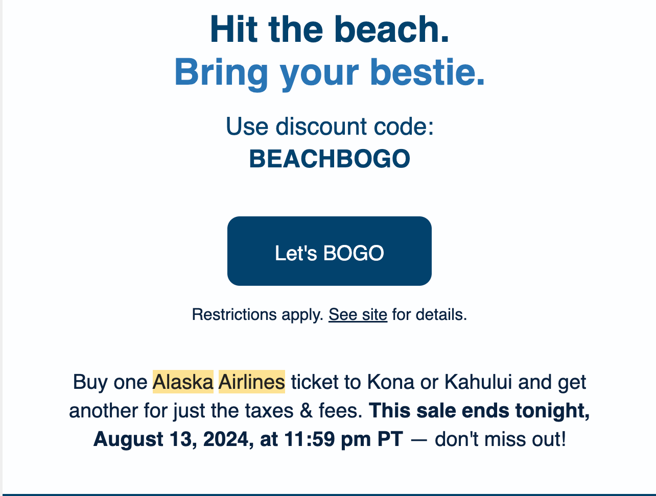 Alaska flash sale notification. ALASKA AIRLINES