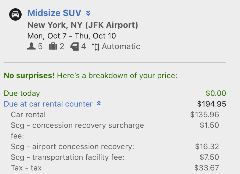 Delta estimate for Hertz rental car