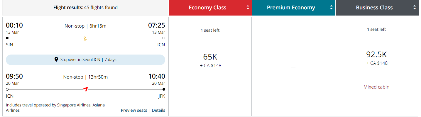 Air Canada round-the-world booking