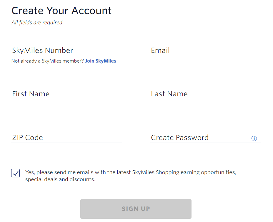 Create a Delta SkyMiles Shopping account