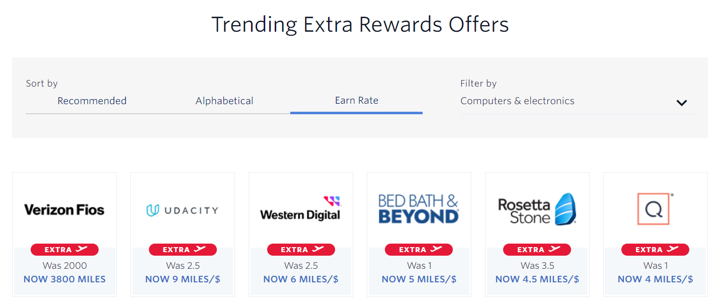 Extra rewards offers through Delta SkyMiles Shopping