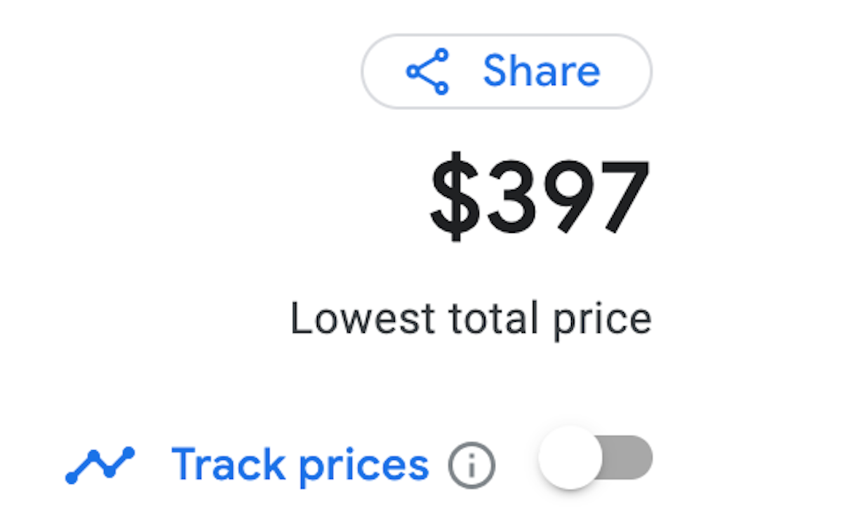 Lowest estimated price on Google Flights