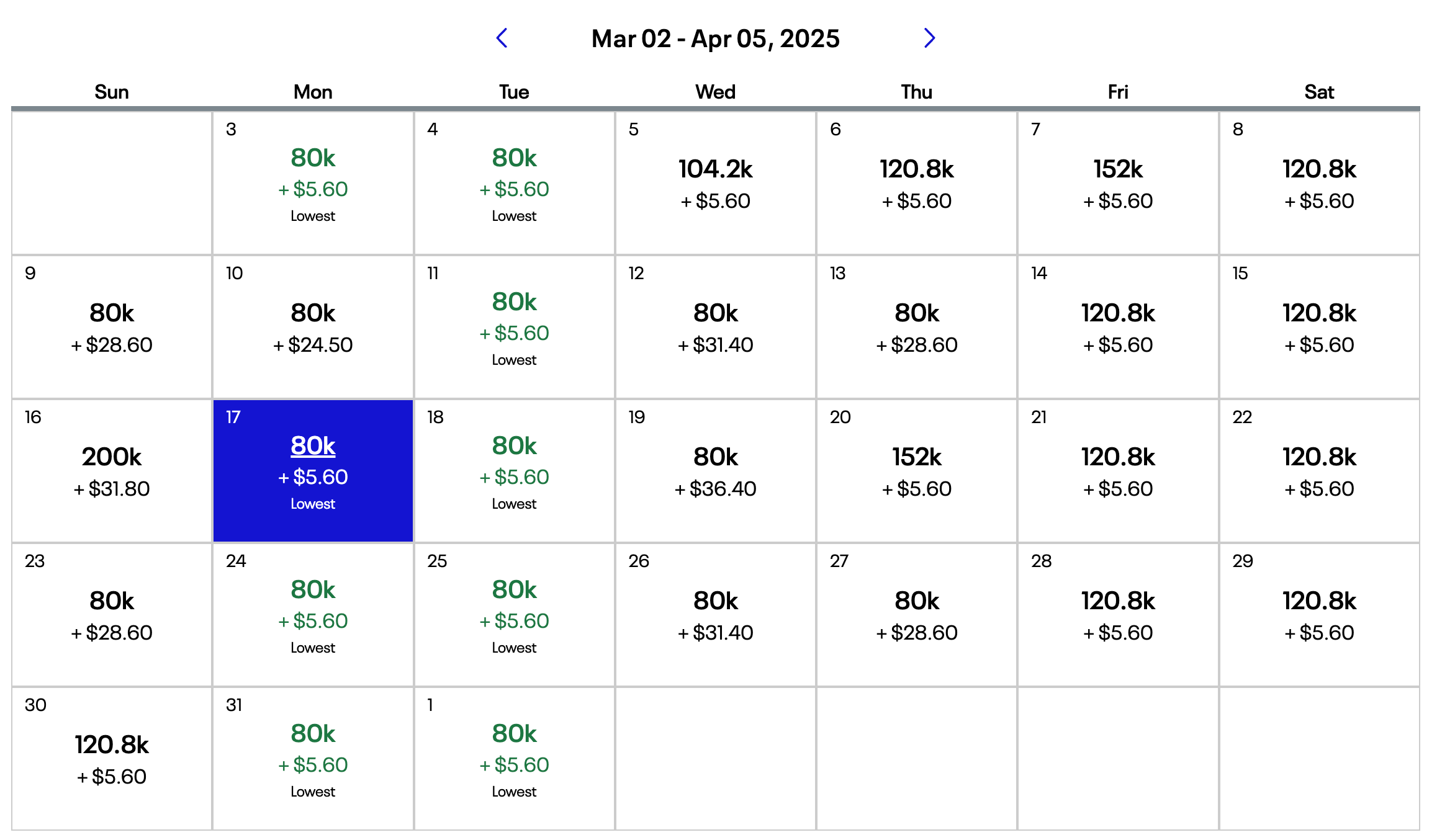 booking page calendar