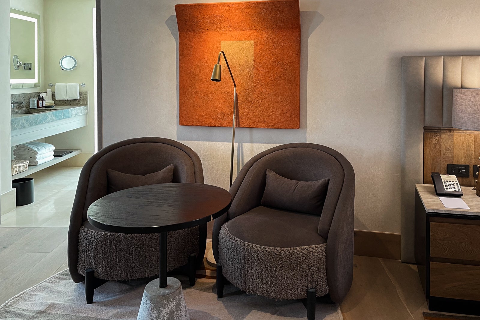 Two gray club chairs and table at Numu Boutique Hotel San Miguel de Allende, Mexico