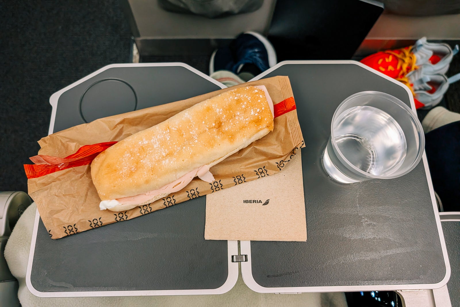 panini on tray table