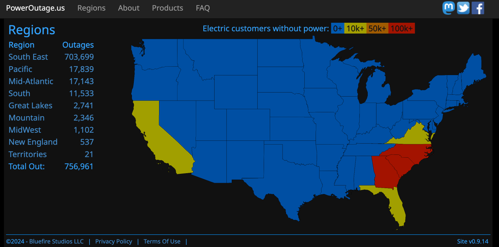 power outage map