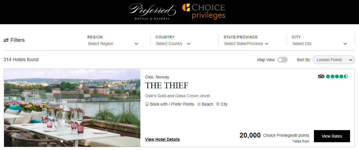 The Thief is a hotel you can book with Choice points