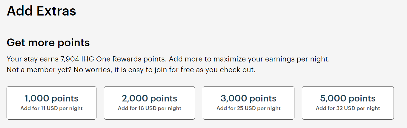 Adding extra points to an IHG stay