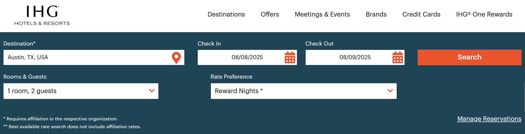 Redeeming IHG points for a stay