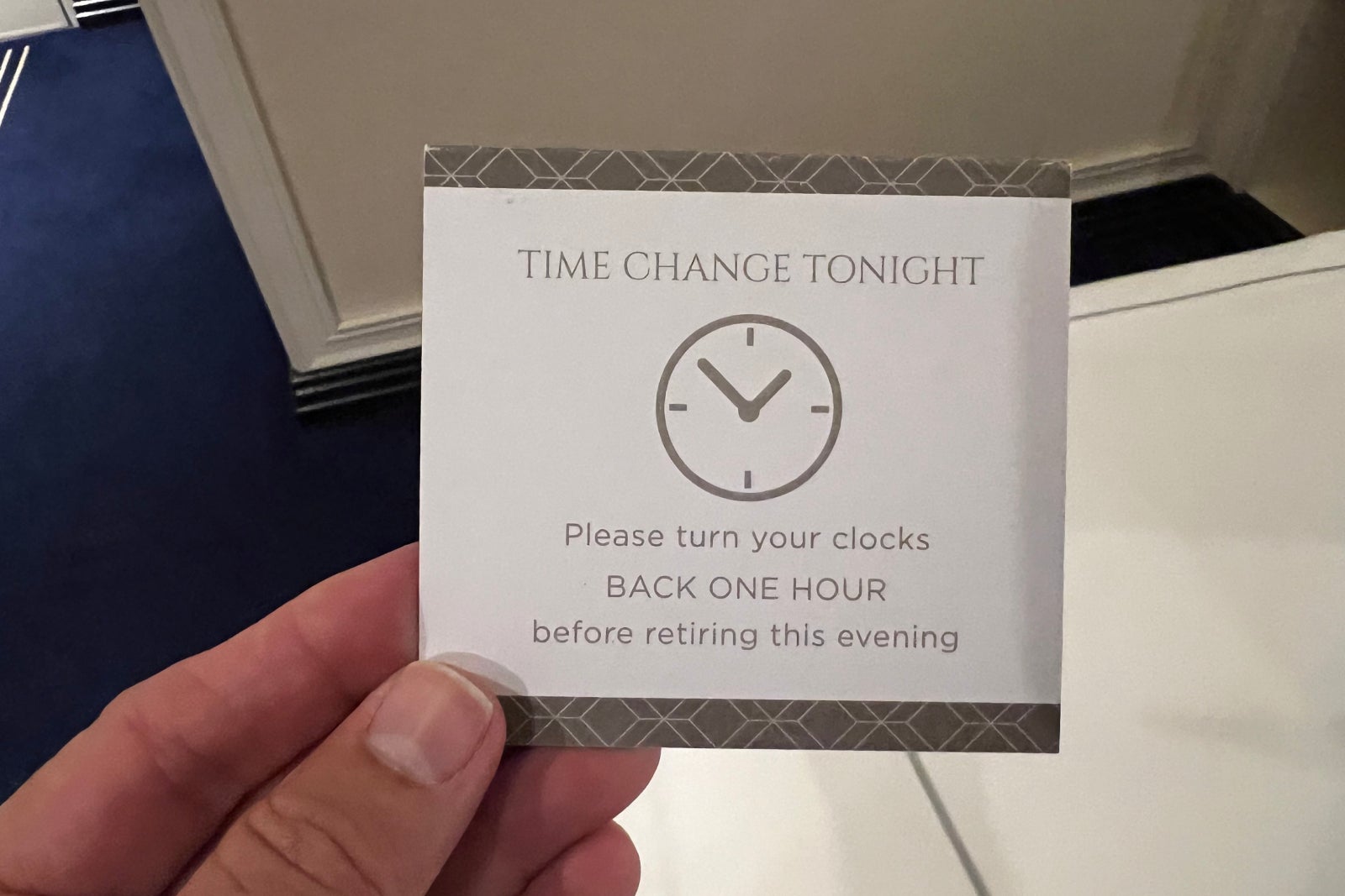 time zone change card on a cruise