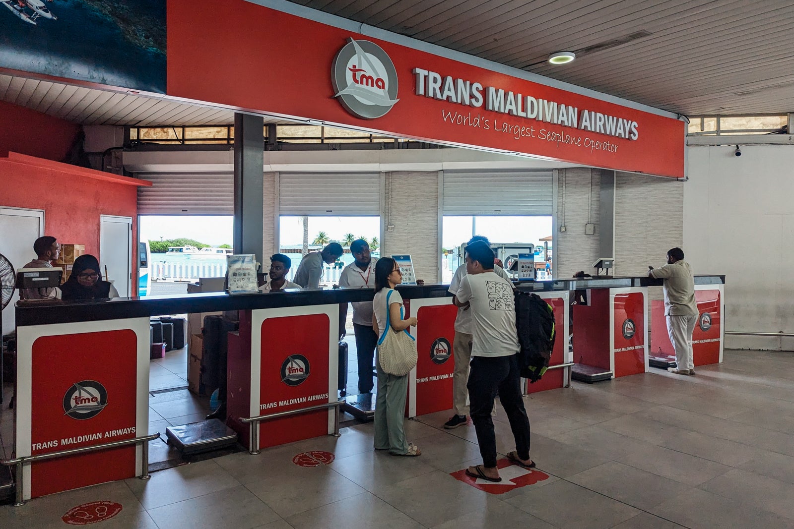 Seaplane check in desk in Male