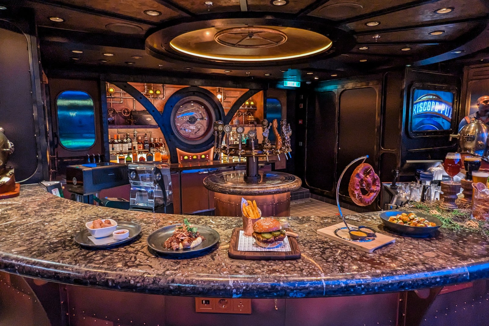 Jules Verne themed bar on Disney cruise ship