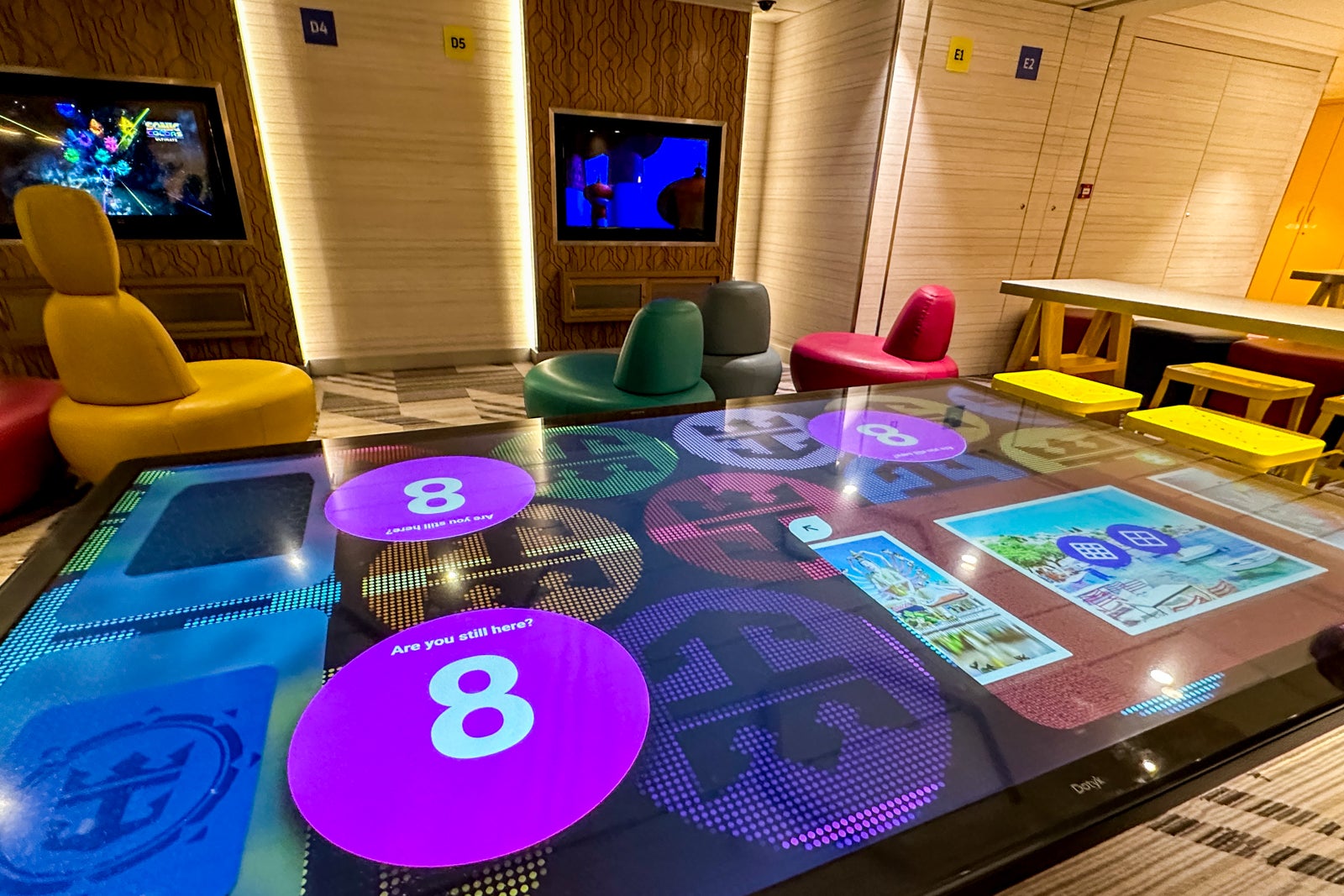 Gaming stations in a cruise ship's kids club