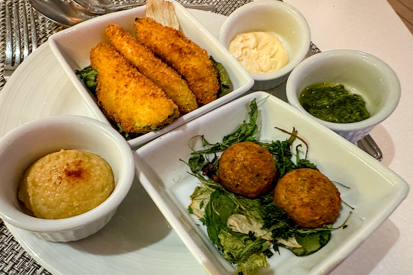 Small plates of Mediterranean food