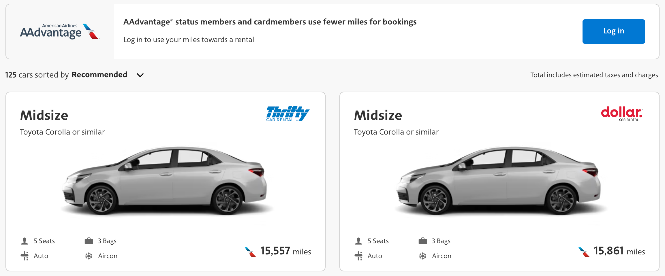 AAdvantage Cars midsize rentals