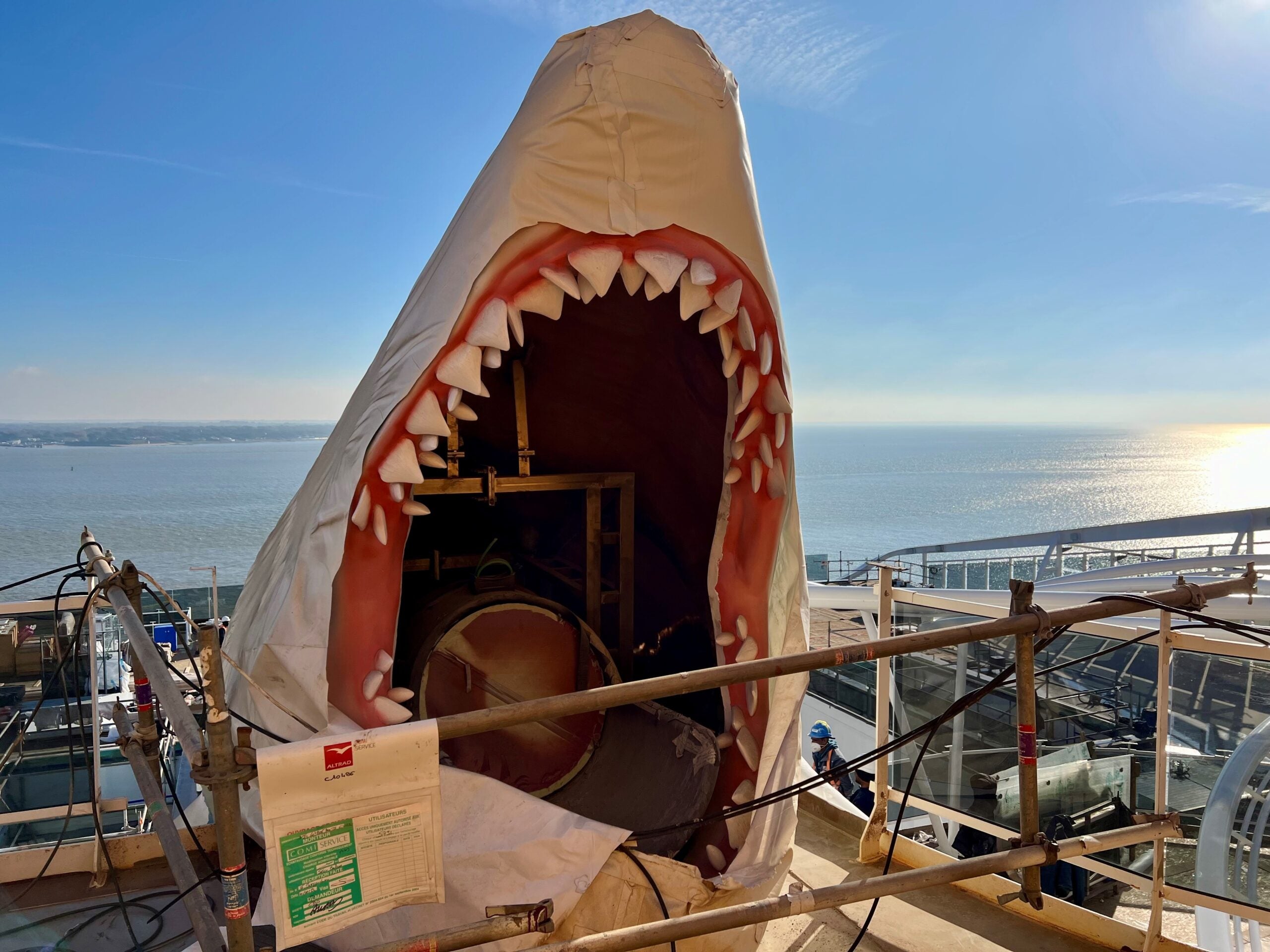 The entrance to Jaw Drop, a 10-floor-high dry slide on MSC World America