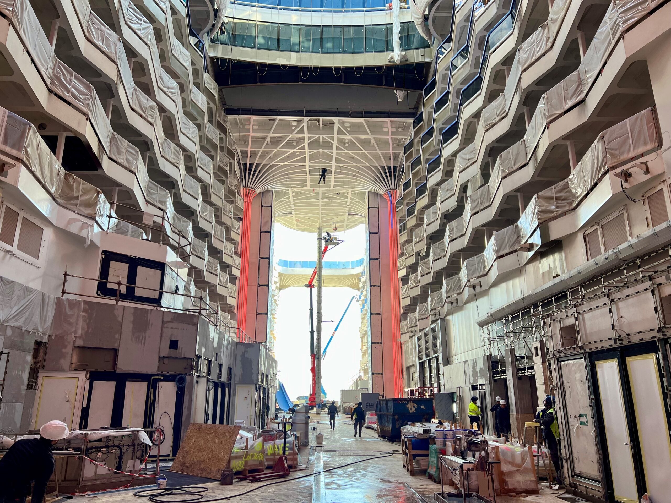 The Promenade area of MSC World America under construction