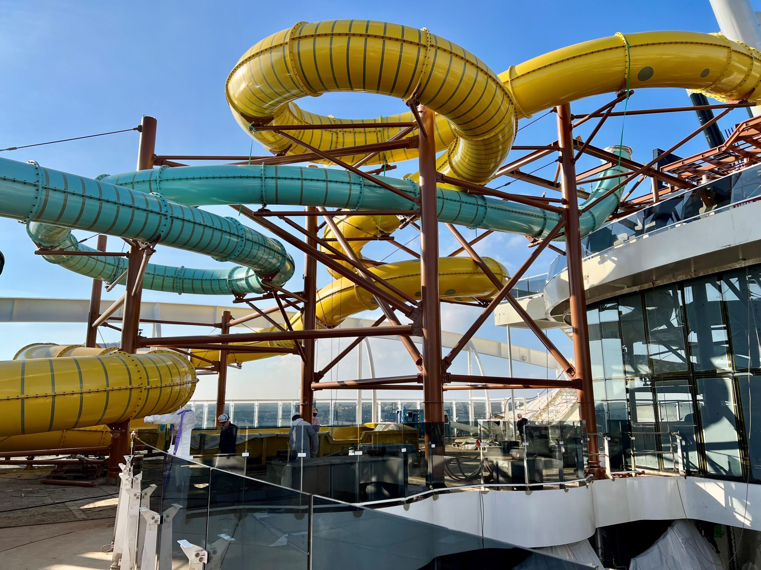 Waterslides under construction on MSC World America.