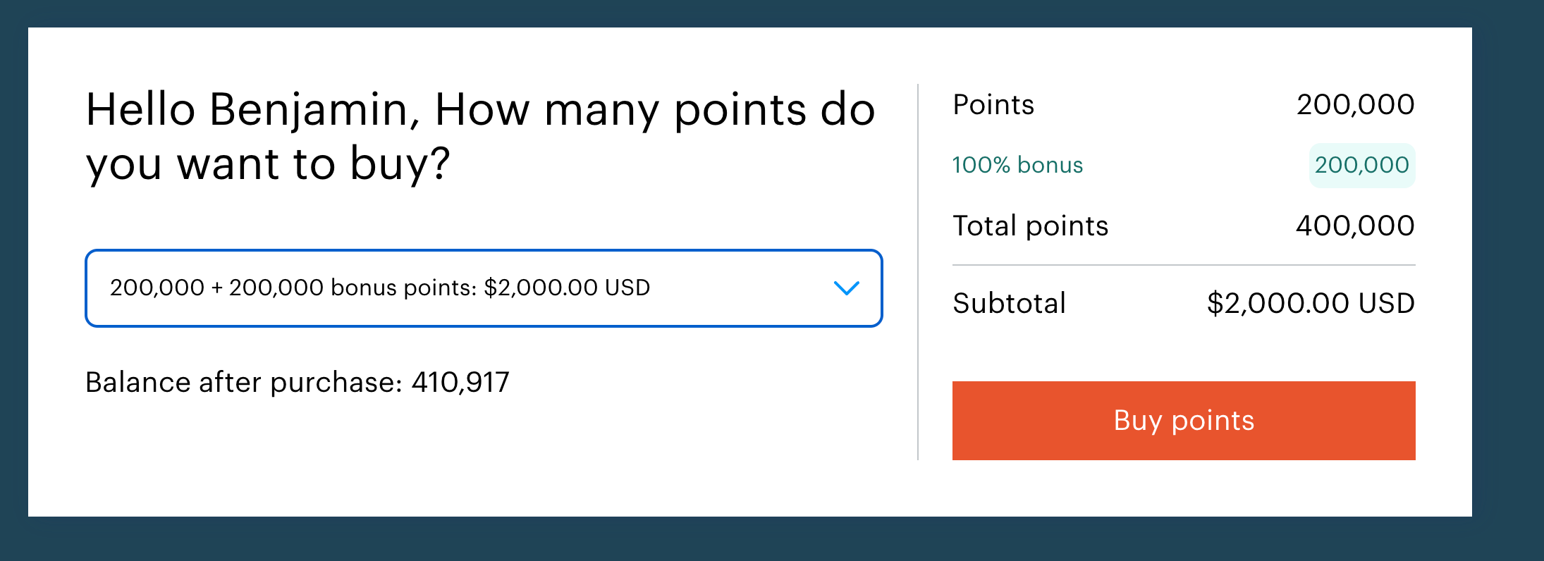 Buying IHG points through points.com