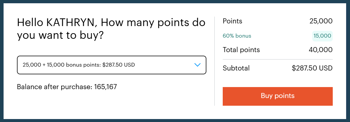 Buying IHG points through points.com