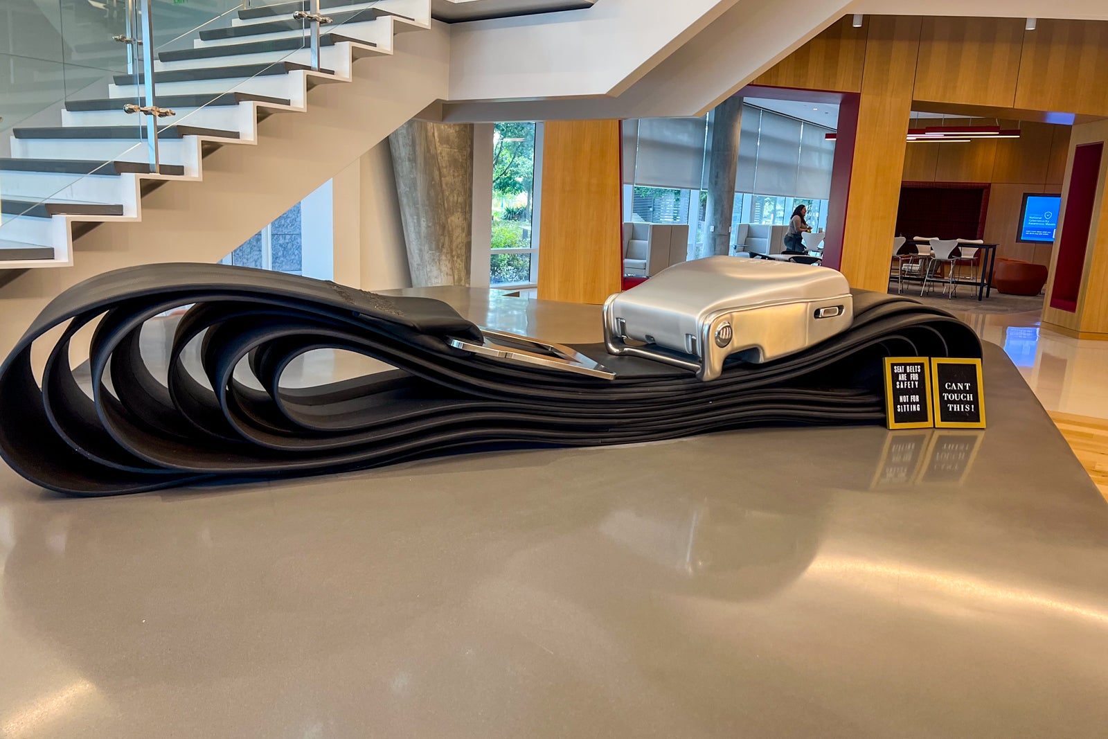Seatbelt sculpture at AA headquarters.